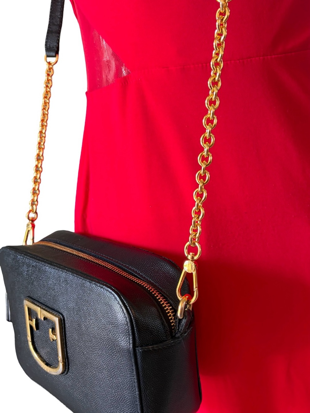 Furla Brava Leather Camera Crossbody Bag Pouch Black Authentic Made In Italy - Picture 8 of 14